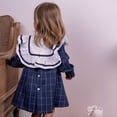 thumbnail image 2 of Toddler Girls Vintage Plaid Dress Soft Cotton Princess Ruffle Dress with Bow Long Sleeve Fall Heirloom Outfit, 2 of 5