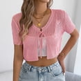 thumbnail image 3 of Tie Front Cardigan for Everyday Wear Womens Open Knit Lightweight Spring Fall Top Fashionable Resort Layering, S, Pink, 3 of 5