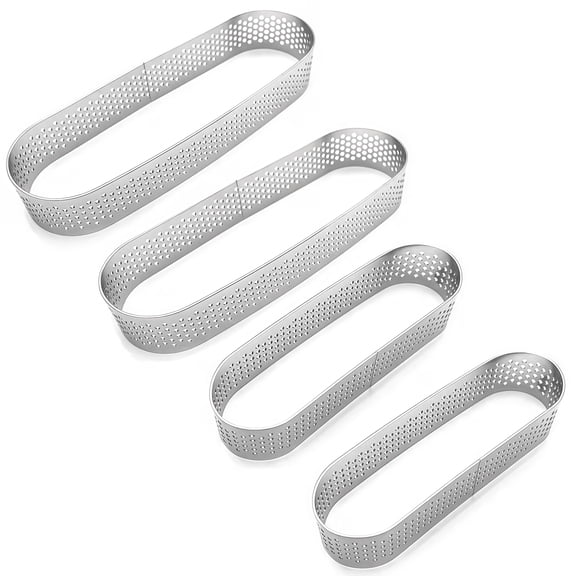 4-Piece Set Stainless Steel Oval Tart Molds For Baking Pastry And Desserts