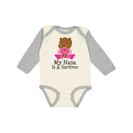 

Inktastic Nana Grandma Breast Cancer Survivor Gift Baby Boy or Baby Girl Long Sleeve Bodysuit