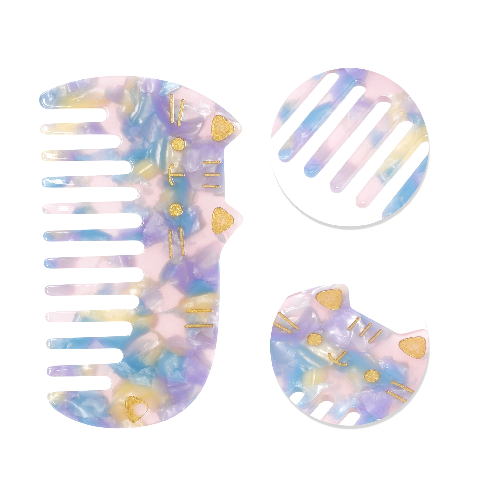 Unique Bargains 1 Pc Women Durable Cute Cat Comb Designed for All Hair Types Blue Cloud