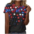 thumbnail image 2 of Gamivast T Shirts fort Women Patriotic Star Print Crew Neck Slim Fit Tees Soft Breathable Stretchy Short Sleeve Tops Independence Day Fourth of July Summer Holiday Wear, 2 of 5
