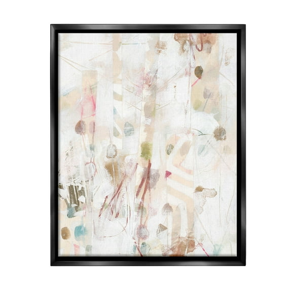 Stupell Industries Subtle Beige Pattern Abstract Painting Black Floater Framed Canvas Art Print Wall Art, 17 x 21