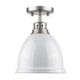 thumbnail image 2 of Golden Lighting 3602-FM PW-WH Duncan Flush Mount, Pewter with White Shade, 2 of 2