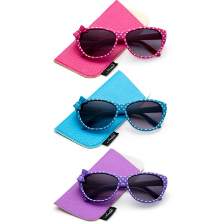 3 PK Kyra Plastic Polka Dot Bow Fashion Sunglasses for Kids