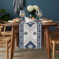thumbnail image 2 of Blue Beige Boho Table Runner - 70 Inch Long, Kitchen Dining Table Runner Dresser Scarves, Vintage Ethnic Tribal Southwestern Farmhouse Decor for Coffee Tables Wedding Party Banquet, 2 of 8
