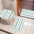 thumbnail image 4 of Sage Green Blue Striped Bath Mat 3 Piece Bathroom Rug Set, Farmhouse Sage Green Stripes Non Slip Bath Rug Contour Mat and Toilet Lid Cover, Absorbent Shower Mats Soft Bath Rugs and Mats Sets, 4 of 8