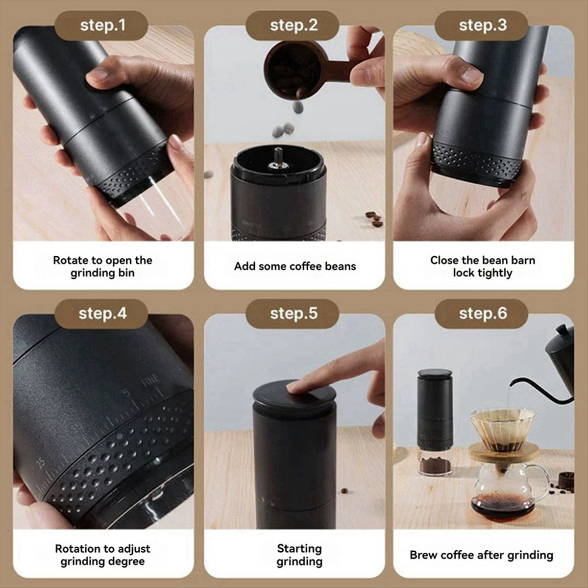 Electric Grinder Portable Grinder USB Charging Coffee Grinder Automatic Coffee Grinder for Espresso Milk Tea Color