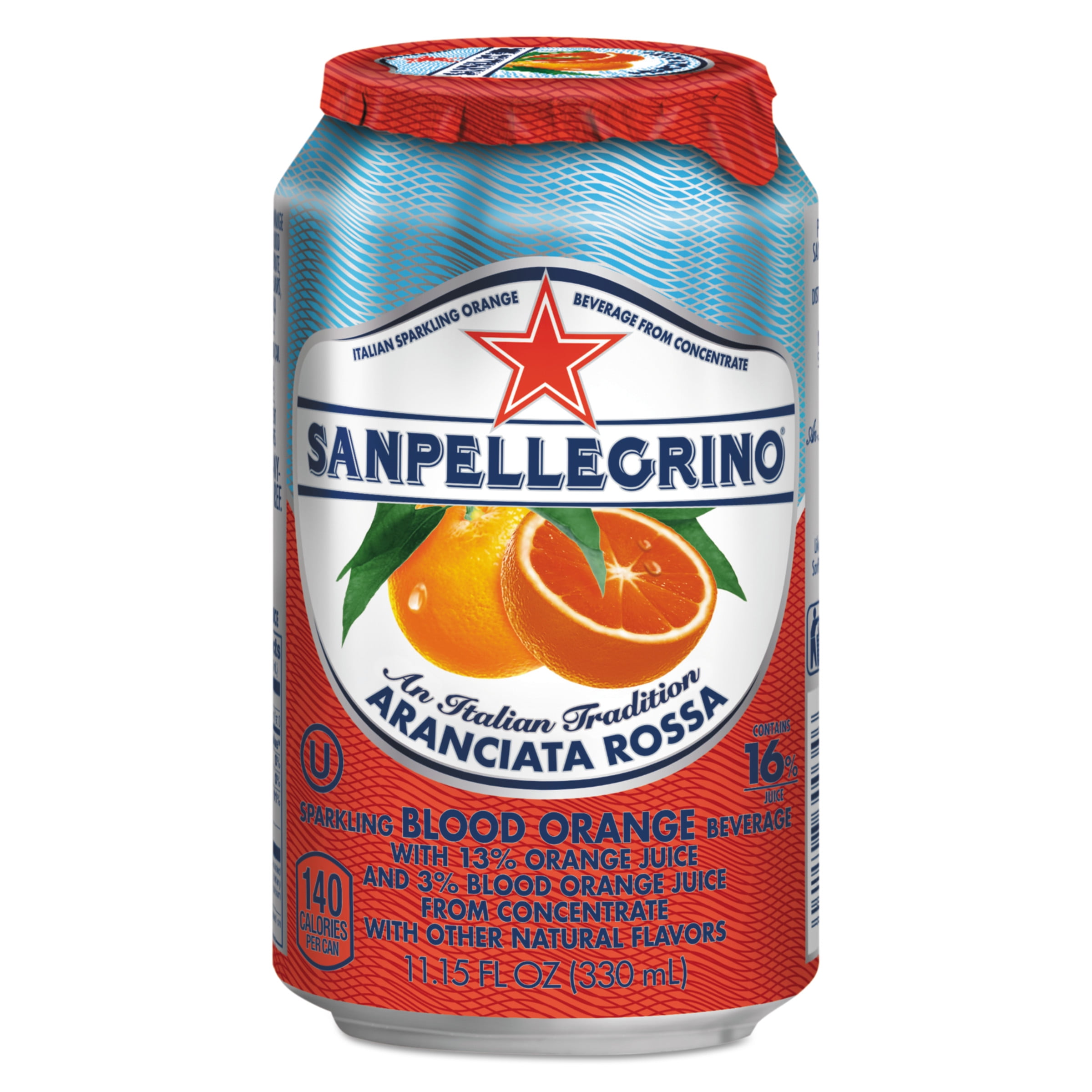 San Pellegrino Sparkling Fruit Beverages, Aranciata Rossa (Blood Orange), 11.15 oz Can, 12/Ctn