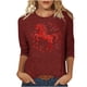 thumbnail image 3 of TaTaai Ladies 2026 New Year Festival Print 3/4 Sleeve Round Neck Blouse Casual Top Holiday Celebration Party Attire Gift, 3 of 5