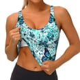 thumbnail image 3 of Uemuo Blue Floral with Butterflies Pattern Women's Sports Bra - High Impact Support, Breathable, and Comfortable Athletic Bra for Running, Yoga, and Workouts, 3 of 9