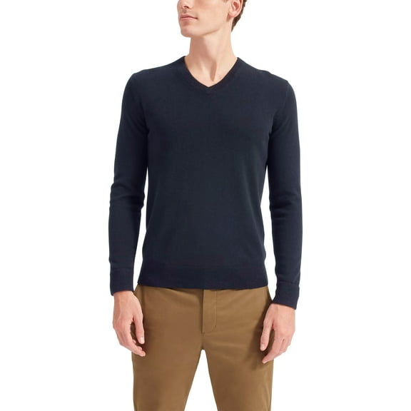 Hat and beyond Mens Lightweight Knit Long Sleeve Winter Essential Pullover Solid V Collar Sweater