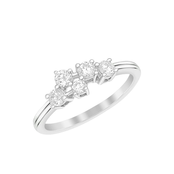 0.40 Ct Round Shape White Cubic Zircon 925 Sterling Silver Five Stone Stackable Women Ring