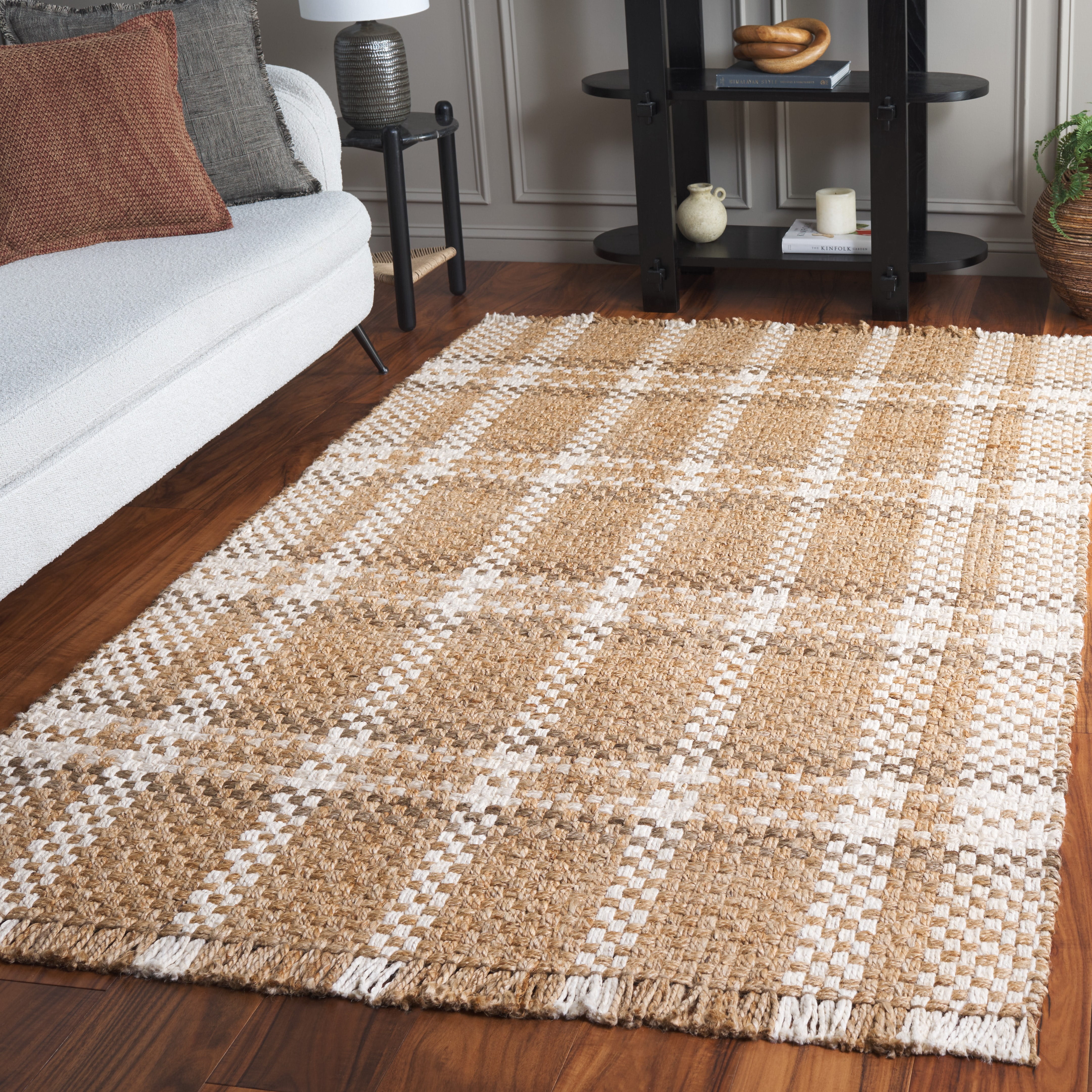 SAFAVIEH Natural Fiber Hudson Geometric Area Rug, Natural/Bleach, 8' x 10'