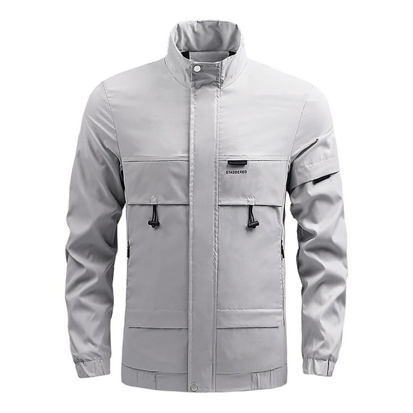 Men's Coats And Jackets Hooded Men's Jackets Autumn And Winter Leisure Plus Size On Clothes Jackets Gray XXXXL JE