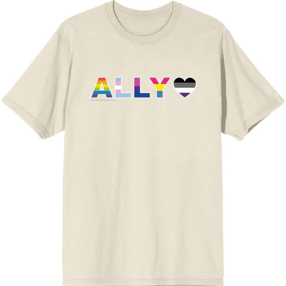 Pride Ally Pride Flag Colors Men's Natural Crew Neck Short Sleeve Tee-Medium