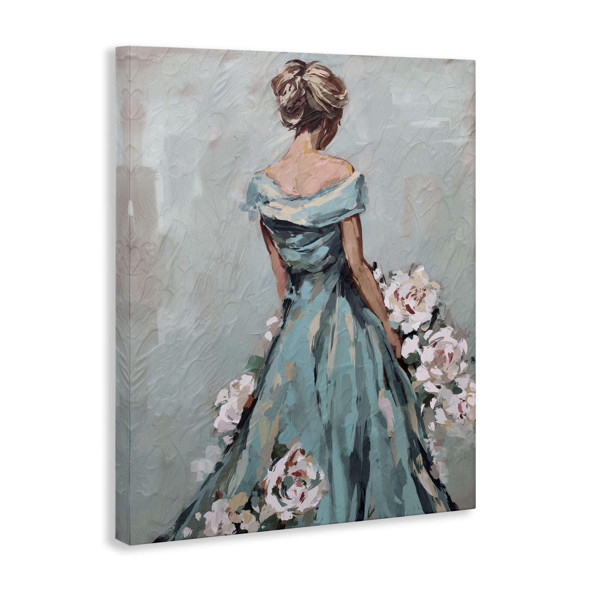 Stupell Industries Floral Woman in Gown Novelty Painting Gallery Wrapped Canvas Art Print Wall Art, 24 x 30