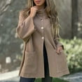thumbnail image 2 of CharmCyan Women’s Button Front Cape Coat with Stand Collar Long Sleeve Loose Fit Outerwear Poncho Style Jacket for Casual Wear Khaki XL, 2 of 2