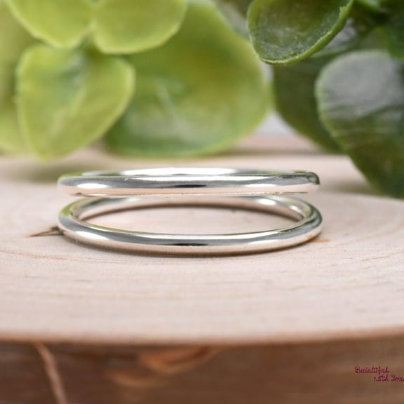 Double Layered One Ring, Plain Sterling Silver Trendy Dual Ring, Two Line Double Layered Silver Ring, Dainty Ring, Womens Everyday Jewelry Ring Size-10