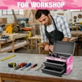thumbnail image 4 of WORKPRO Mini Tool Box, 2-Drawer Metal Tool Chest with Ball Bearing Slides, Top Storage, Pink Camo, 4 of 9