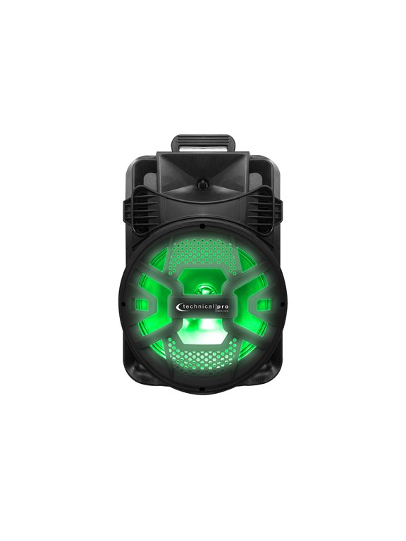 (Open Box) Technical Pro Rechargeable 12" Bluetooth LED Speaker with USB / TF Card Inputs Black