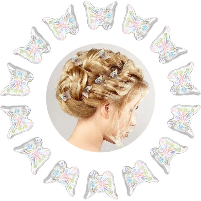 30 mini pinzas para el pelo de mariposa (blanco transparente), reutilizables, adecuadas para niños, niñas y mujeres