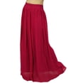 thumbnail image 2 of Bimba Women's Magenta Georgette Elastic Waist Long Flared Summer Skirt-S, 2 of 5
