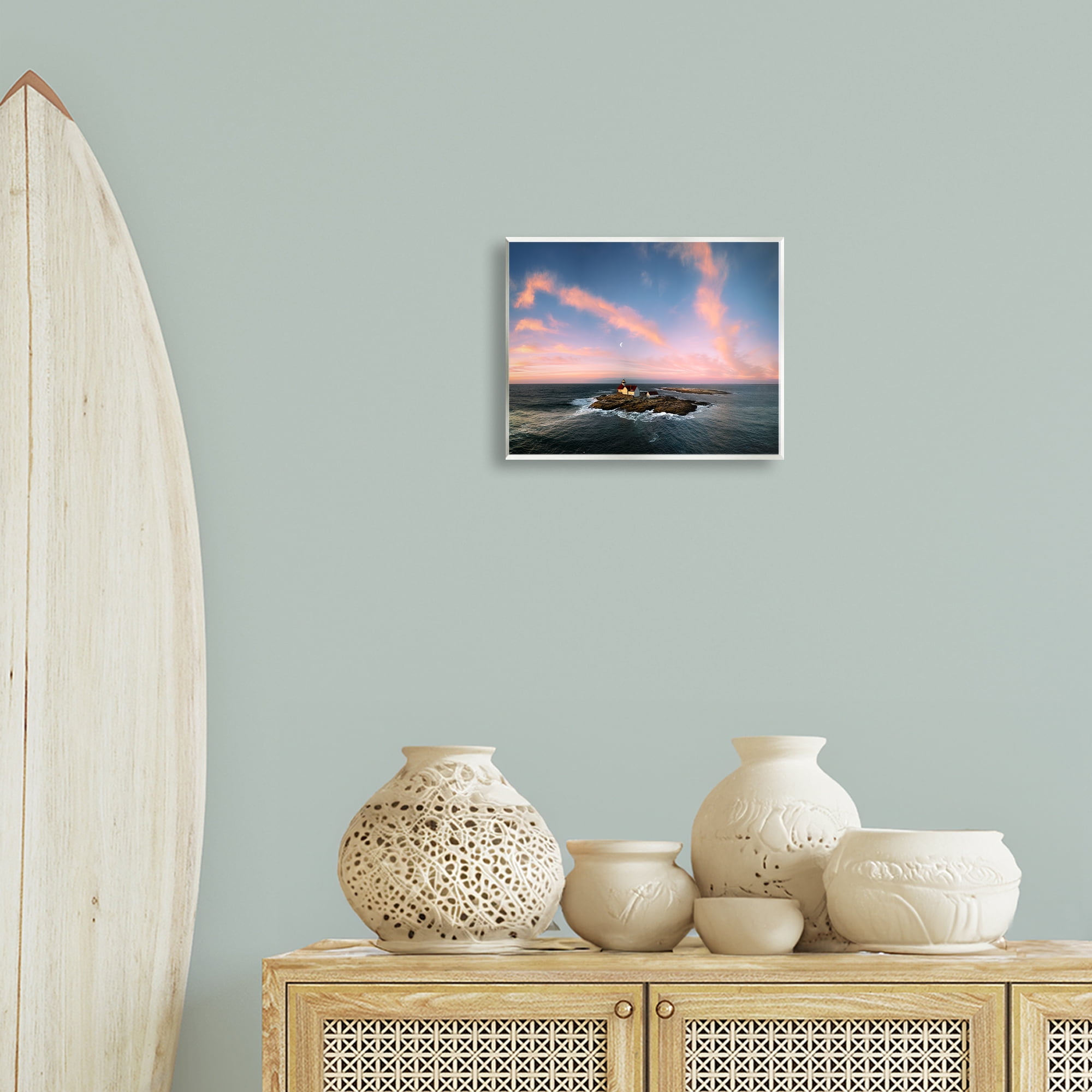 Stupell Industries Coastal Island Moon Overhead Landscape & Nature Photography Unframed Art Print Wall Art, 14 x 11