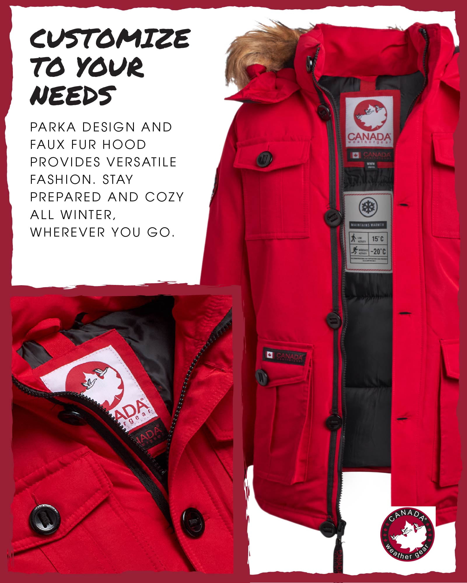 CANADA WEATHER GEAR Boys' Winter Jacket - Heavyweight Teflon Canvas Parka Coat (Size: 8-20)