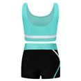 thumbnail image 2 of Lejafay Kids Girls Athletic Tracksuit 2 Piece Outfits Dance Tank Tops Sport Bra and Yoga Shorts Blue Green 10, 2 of 7