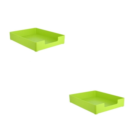WHAMVOX 2pcs Green Desktop Storage Box Organizer Stackable Office Trays Paper Holder for Desk File Storage Box Document Organizer