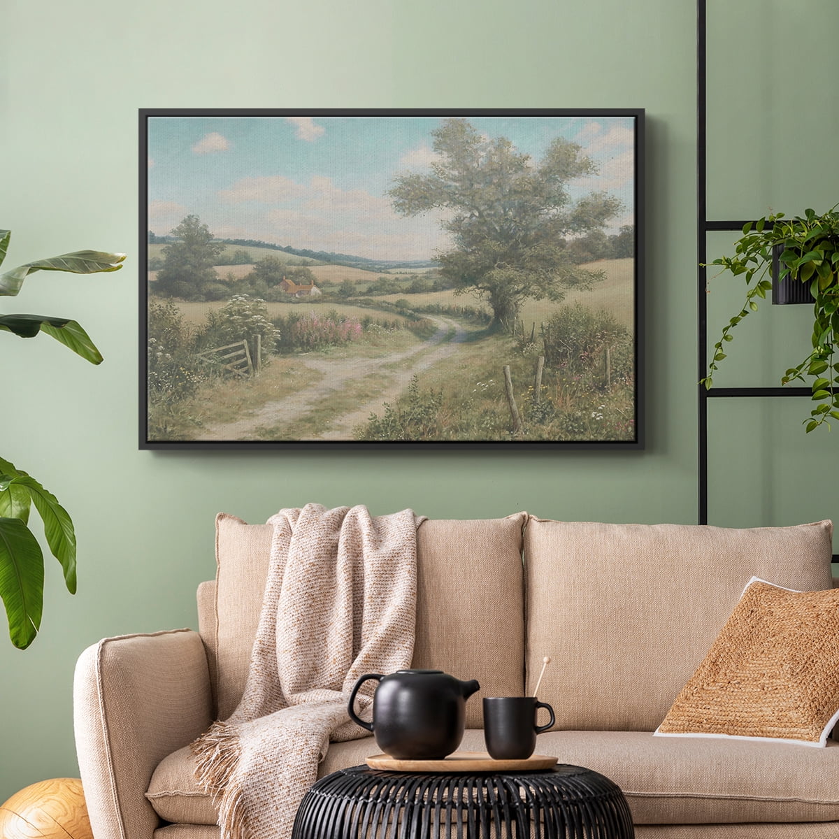 Vintage Landscape-CCL By Wexford Home Framed in Black Wood Gallery Wrapped Canvas 17 in. x 25 in.