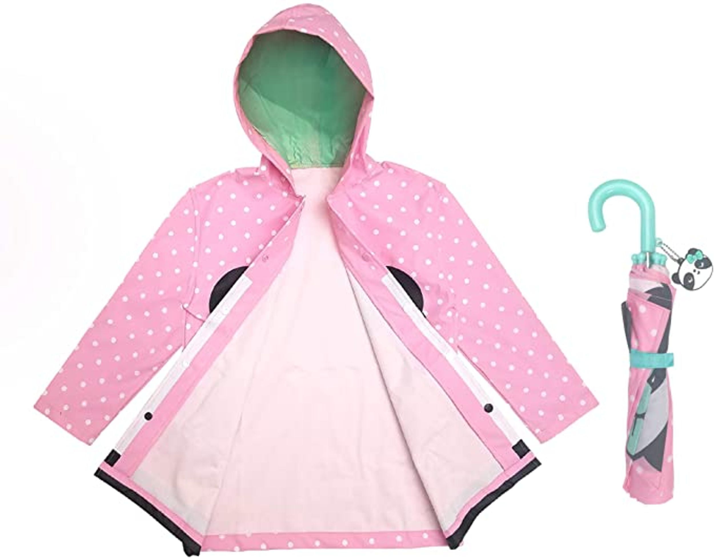Addie & Tate Umbrella and Raincoat Set for Kids Ages 5-7 - Panda