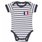 France Striped Baby Bodysuit, Navy & White - 3-6 Months