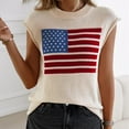thumbnail image 5 of Women Tank Knit Tops Tshirts American Flag Tshirt Round Neck Blouses Summer Clothing Fashion Tee, 5 of 6