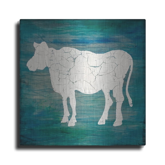 Luxe Metal Art 'Farm Cow' by Lightbox Journal, Metal Wall Art, 12"x12"