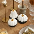 thumbnail image 5 of Sunlit Modern Ceramic Pumpkins Fall Decor Indoor, Set of 3 Chic Tabletop Decorations, Artificial Pumpkins Decor for Fall Table Runner, Office, Holiday Party Home, Black and White, 5 of 6