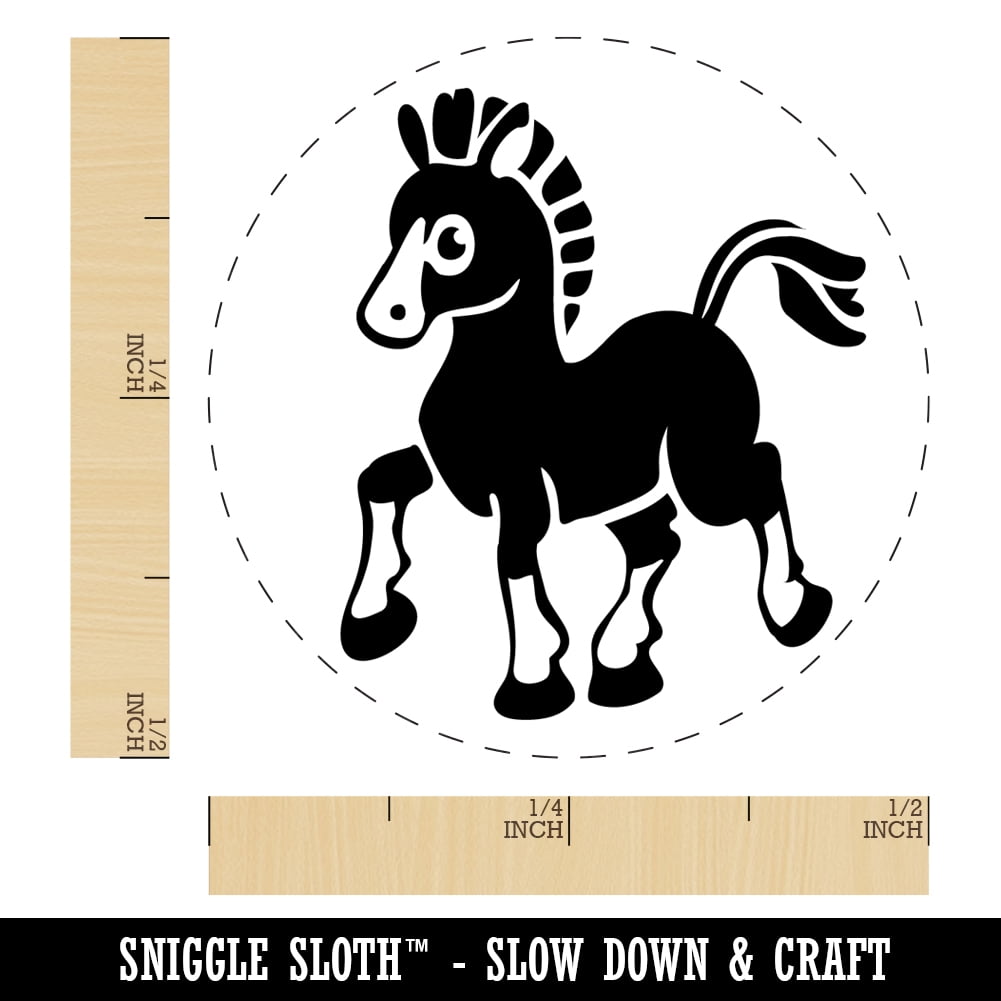 Prancing Pony Horse Mule Self-Inking Rubber Stamp Ink Stamper - Brown Ink - Mini 1/2 Inch