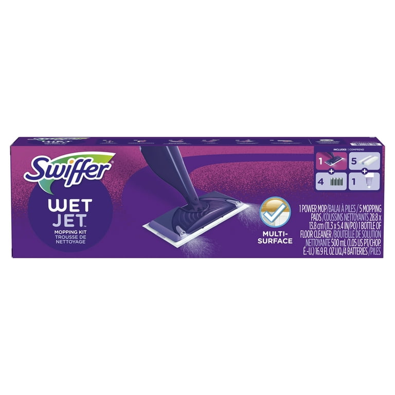 Swiffer WetJet Mop Starter Kit (1 Mop, 5 Pads, 1 Floor Cleaning Solution) 