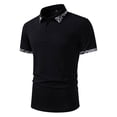thumbnail image 2 of Men's Polos Shirts Short Sleeve Summer Fashion Casual Golf T Shirt Breathable Moisture Wicking Patchwork Tees (S, Black), 2 of 8