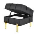 thumbnail image 4 of 22 inches Anti-scratch Leather Storage Ottoman, Pet Friendly Entryway Bench with Golden Stainless Steel Legs, Black, 4 of 6