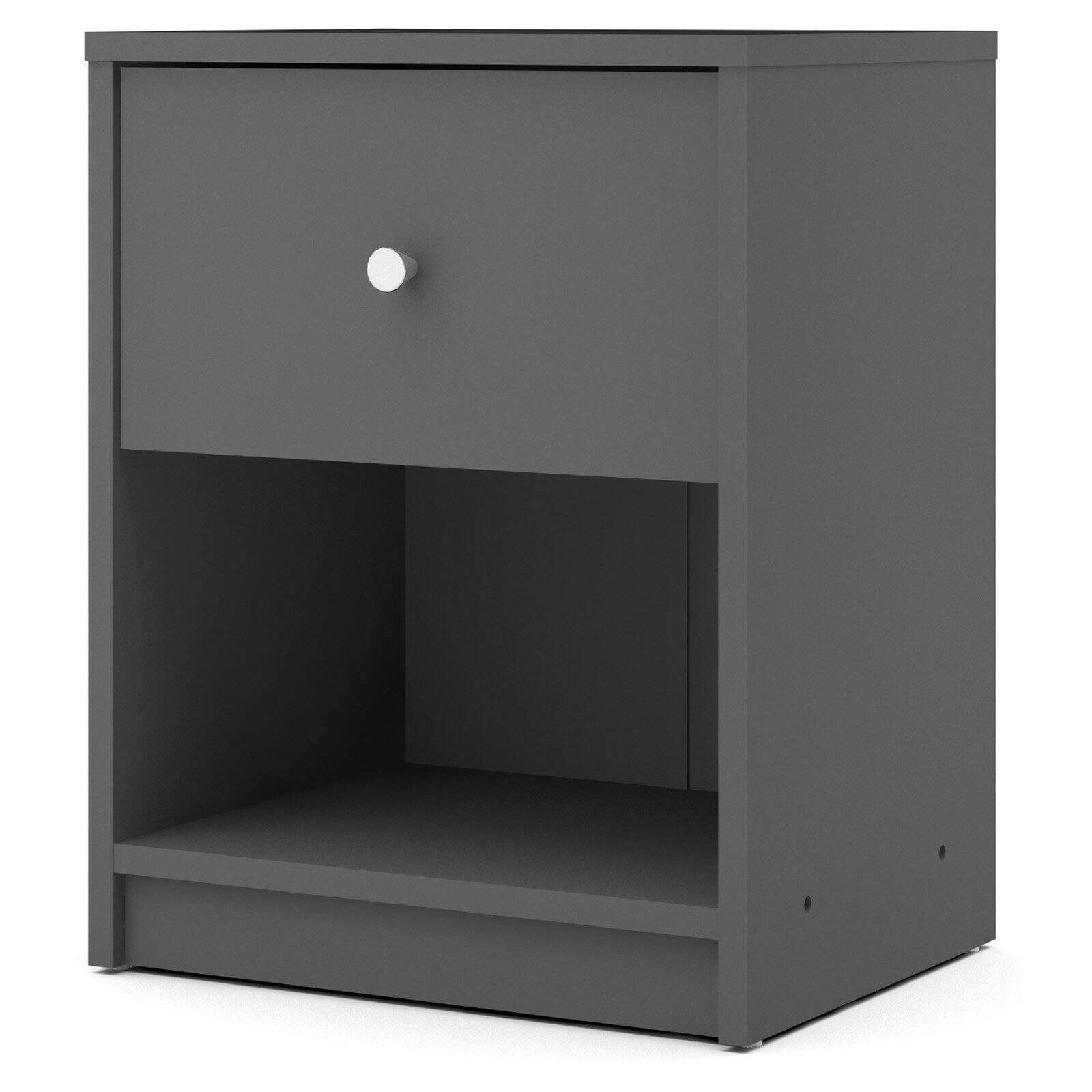 Studio 1 Drawer and 1 Shelf Nightstand, Foil Finish, Grey Color