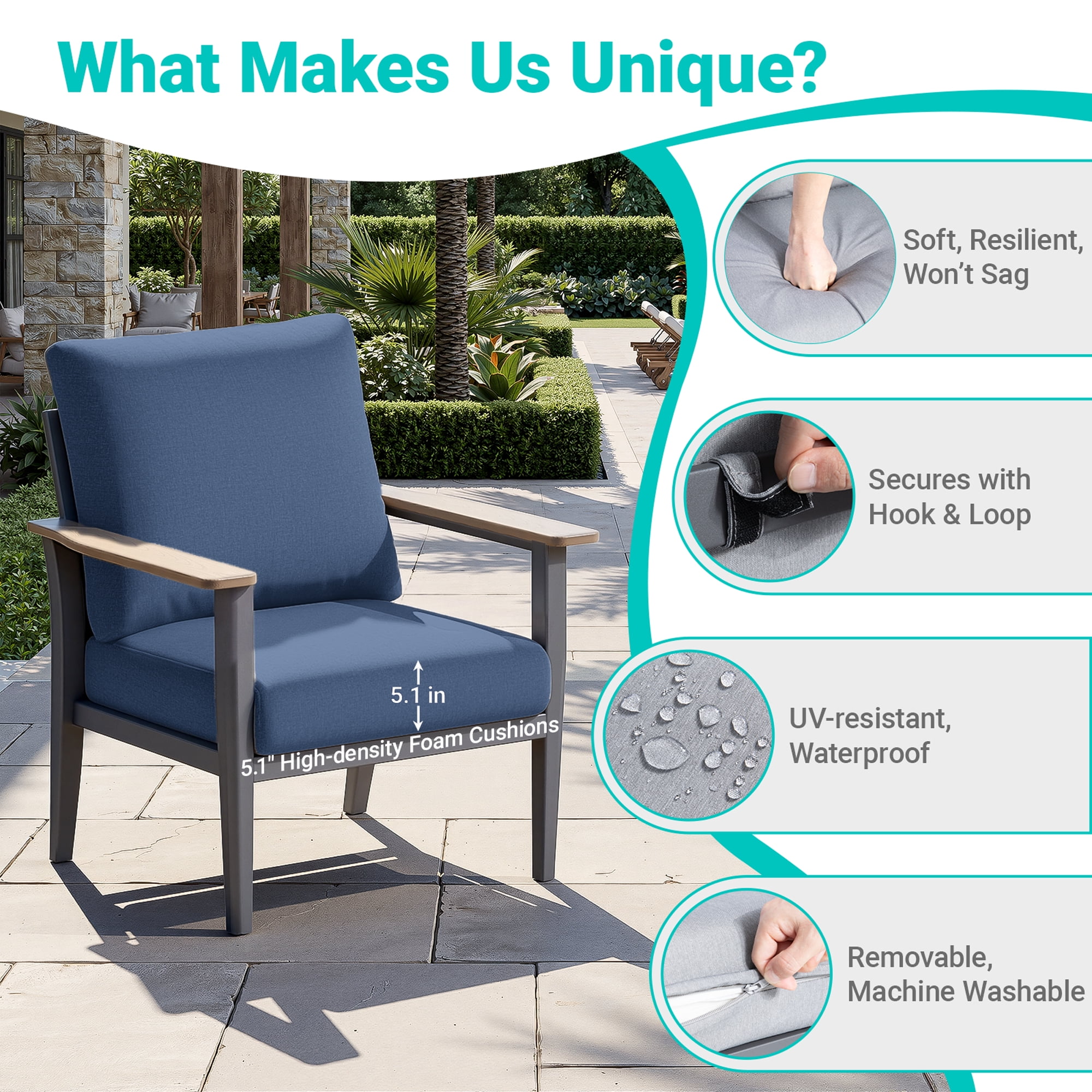 Muphyers 10 Piece Aluminum Outdoor Patio Furniture Set, 55000 BTU CSA Propane Fire Pit Table, 360° Swivel Rocker Sofa Set with Ottomans, All Weather for Backyard, Garden, Porch,Navy Blue
