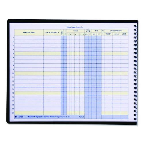 Weekly Payroll Record Book for 20 Employees, Two-Page Spread: 36 Columns, Royal Blue Cover, 8.5 x 11 | Bundle of 2