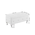 thumbnail image 2 of PU Leather Ottoman with Storage, End of Bed Storage Bench with Button, Safety Hinge and Metal LegS, Flip top Ottoman for Living Room, Entryway, Bedroom, White, 2 of 8