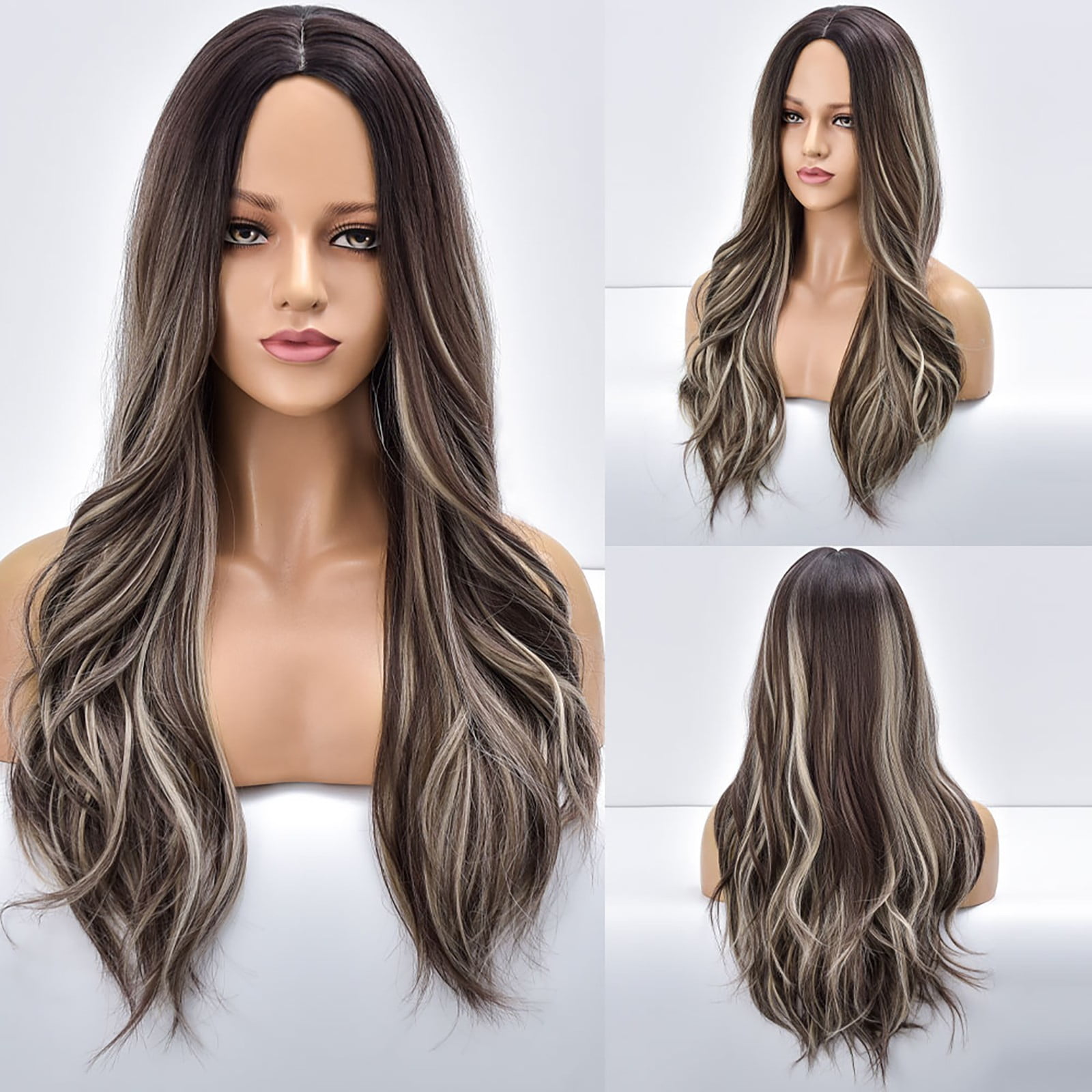 Hot Sale Cosplay Wigs,Party Fashion Synthetic Long Wavy Gradient Dyeing Natural Hair Full Wig Hairpieces A