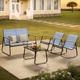 thumbnail image 5 of Noelse Patio Furniture Set, 4 Piece Textilene Conversation Set with 2 Rocking Chairs and Coffee Table, Perfect for Lawn, Garden, Poolside, Light Blue, 5 of 10