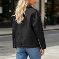 thumbnail image 6 of XUNKUSGA Faux Leather Jackets for Women Fashion Lapel Long Sleeve Zipper Up Moto Jacket Women with Buckle Belted Vintage Bike Motorcycle Coat Streetwear Black S, 6 of 7
