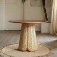 thumbnail image 3 of Modern Creative Homestay Dining Room Solid Wood Round Dining Tables Small Apartment Rattan Dining Table and Chair Set Furniture My Lux Decor Round, 3 of 12
