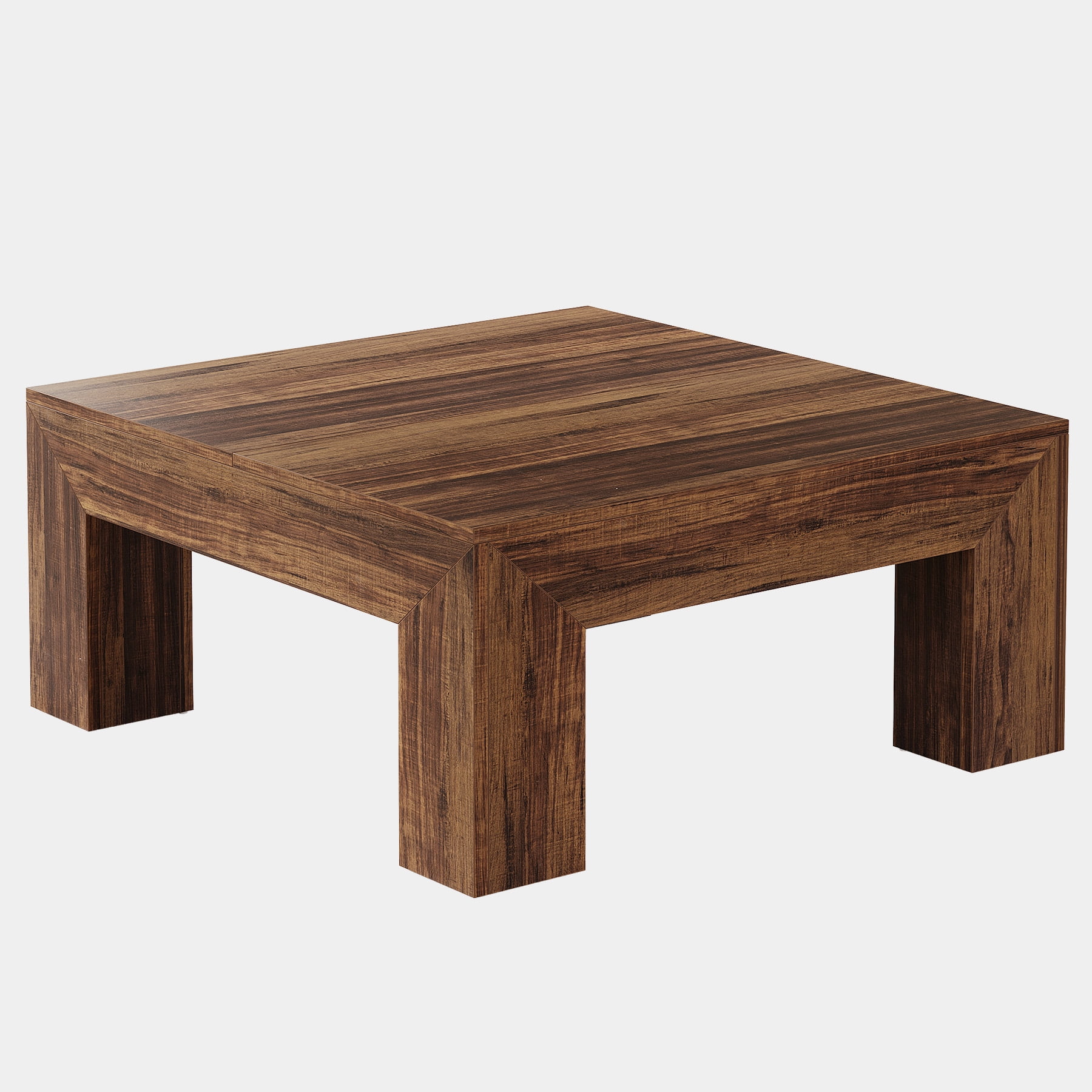 Fnova 39.4" Square Coffee Table, Farmhouse Wood Accent Center Cocktail Table with Sturdy Wooden Legs for Living Room, Easy Assembly